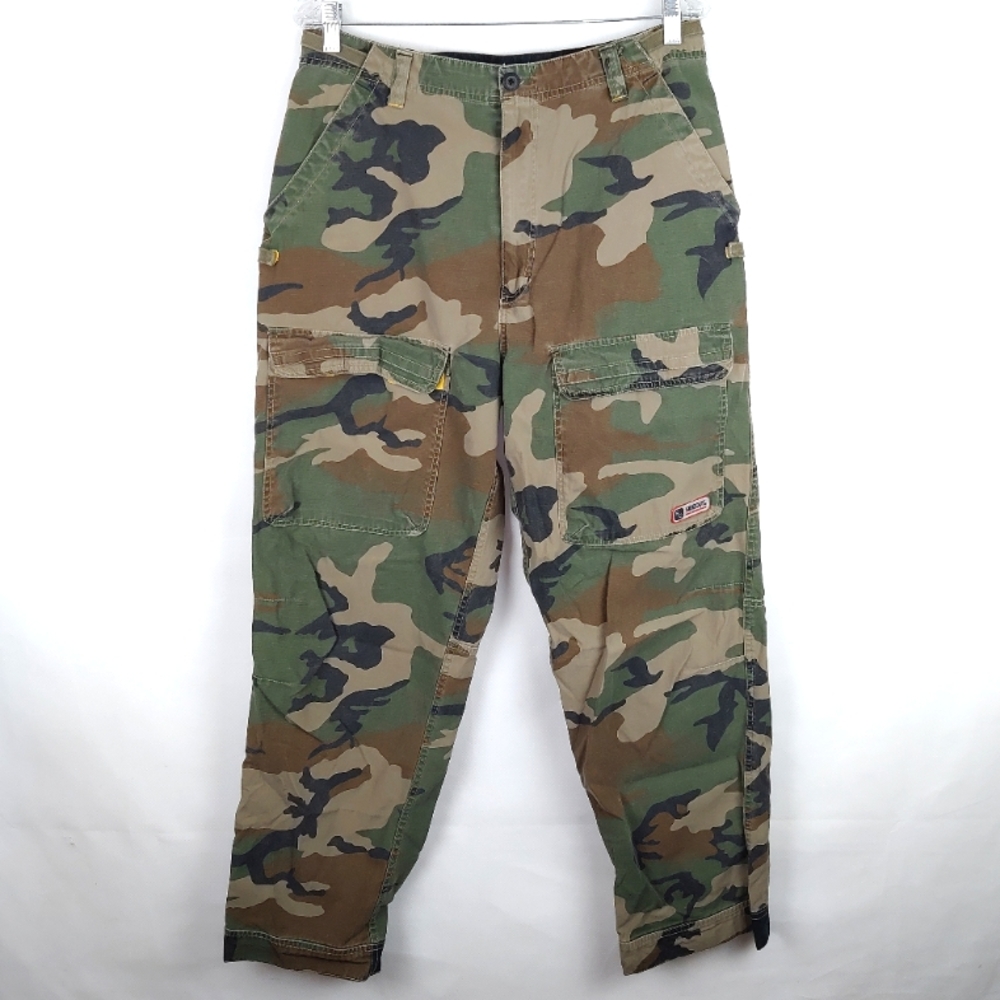 Vintage Y2K Sideout Camo Cargo Pants Mens 34x32 Streetwear Outdoor Baggy Hunting